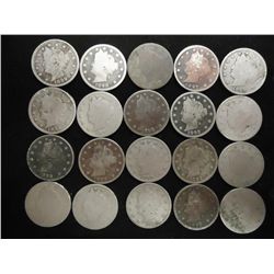 20 ASSORTED 1890'S LIBERTY  V  NICKELS