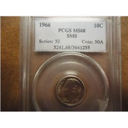 1966 SMS ROOSEVELT DIME PCGS MS68