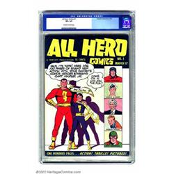 All Hero Comics #1 (Fawcett, 1943) CGC VF+ 8.5 Off-white to white pages. It's a bit far-fetched t...