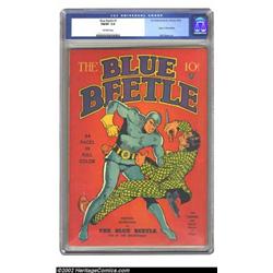 Blue Beetle #1 (Fox Features Syndicate, 1939) CGC FN/VF 7.0 Off-white pages. This is one of the n...