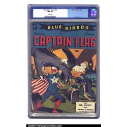 Blue Ribbon #19 (MLJ, 1941) CGC NM- 9.2 White pages. A spectacular Captain Flag cover leads this...