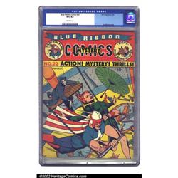 Blue Ribbon #22 (MLJ, 1942) CGC VF+ 8.5 Off-white pages. The last issue of a great series with a...