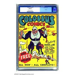 Colossus Comics #1 (Sun Publications, 1940) CGC VF 8.0 Off-white to white pages. This oddity neve...