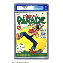 Comics On Parade #13 Mile High pedigree (United Features Syndicate, 1939) CGC VF/NM 9.0 Off-white...