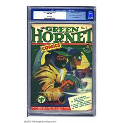 Green Hornet Comics #1 (Harvey, 1940) CGC VF+ 8.5 Off-white pages. This painted pulp-like cover s...