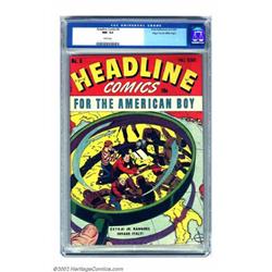 Headline Comics #5 Mile High pedigree (Prize, 1943) CGC NM- 9.2 White pages. This unusual cover f...
