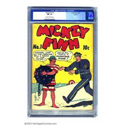 Mickey Finn #1 Rockford pedigree (Eastern Color, 1942). CGC NM- 9.2 Cream to off-white pages. Spu...