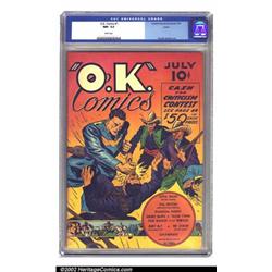 O.K. Comics #1 Larson pedigree (United Features Syndicate, 1940) CGC NM- 9.2 White pages. This is...