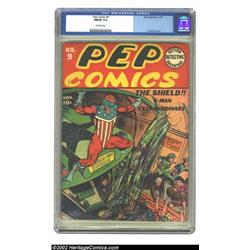 Pep #9 (MLJ, 1940) CGC FN/VF 7.0 Off-white pages. This fantastic Shield cover by the great Irv No...