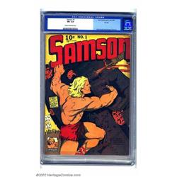 Samson #1 Denver pedigree (Fox Features Syndicate, 1940) CGC VF+ 8.5 Cream to off-white pages. Sa...