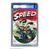 Image 1 : Speed Comics #27 Mile High pedigree (Harvey, 1943) CGC VF+ 8.5 White pages. Action-packed issue o...