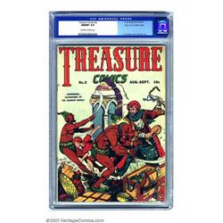 Treasure Comics #2 Mile High pedigree (Prize, 1945) CGC NM/MT 9.8 Off-white to white pages. H. C....