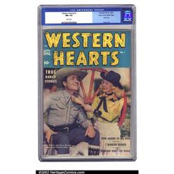 Western Hearts #1 Mile High pedigree (Standard, 1949) CGC NM 9.4 White pages. Just a bit on the e...