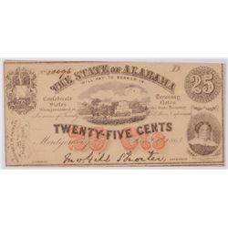 1863 25c State of Alabama
