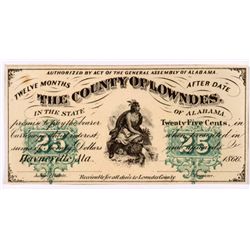 1866 25c County of Lowdes, AL