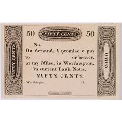 18- 50c Wortington OH Bank Note
