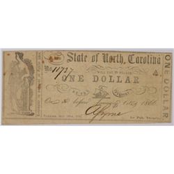 1861 $1 State of North Carolina