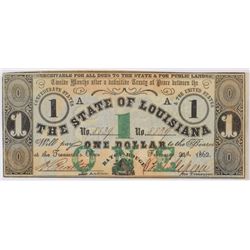 1862 $1 State of Louisana