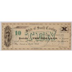 1872 $10 State of South Carolina