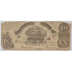 1861 $20 CONFEDERATE STATES OF AMERICA