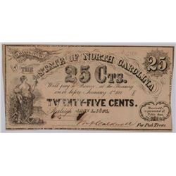 1863 TWENTY FIVE CENT STATE OF NORTH CAROLINA