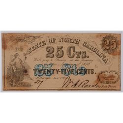 1864 TWENTY FIVE CENT STATE OF NORTH CAROLINA