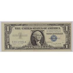 1957 $1 SILVER CERTIFICATE (MINT ERROR-GUTTER FOLD)