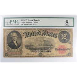 1917 $2 US LEGAL TENDER NOTE PMG 8