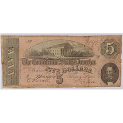 1864 $5 CONFEDERATE STATES OF AMERICA
