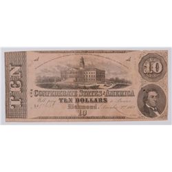 1862 $10 CONFEDERATE STATES OF AMERICA