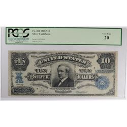 1908 $10 SILVER CERTIFICATE PCGS 20 RARE