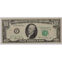 1974 $10 FEDERAL RESERVE NOTE (MINT ERROR)