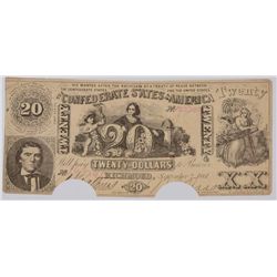 1861 $20 CONFEDERATE STATES OF AMERICA