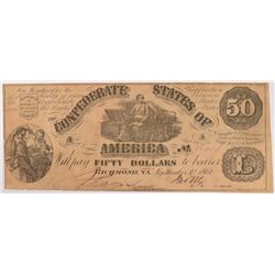 1861 $50 Confederate States of American Fine