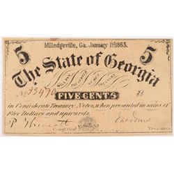1863 5c    State of Georgia Note