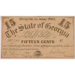 1863 15c  State of Georgia Note