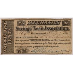 1863 25c  Mechanics Savings and Loan Assoc