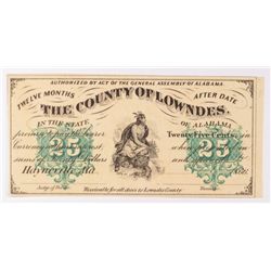 1866 25c  County of Lowndes, AL