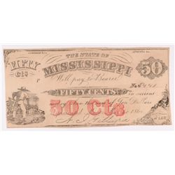 1864 50c  State of Mississippi Note