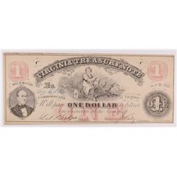 1862 $1 Virginia Treasury Warrant