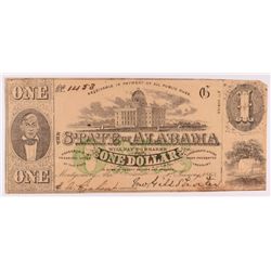 1863 $1  State of Alabama Note