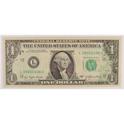 1977 $1  Federal Reserve Note Error(Back to Front Transfer)