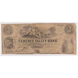 1863 $2 Genesee Valley Bank  Genessee, NY