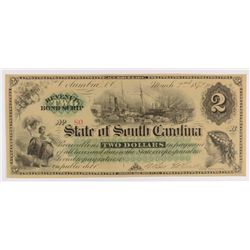 1872 $2 State of South Carolina  note