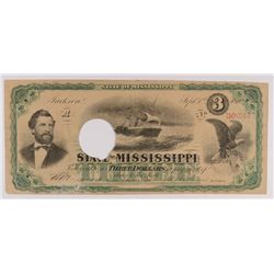 1870 $3 State of Mississippi Note