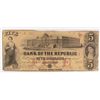 Image 1 : 1855 $5 Bank of the Republic Providence, RI