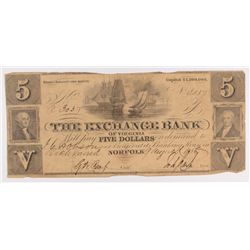 1856 $5 Exchange Bank of Virginia