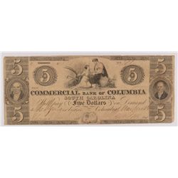1856 $5 Commerical Bank of Columbia, SC
