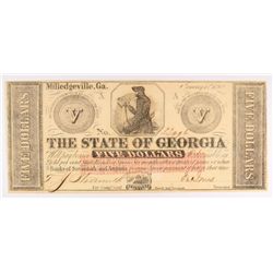 1862 $5 State of Georgia Note  CU