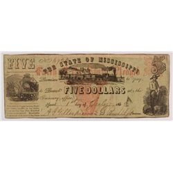 1862 $5 State of Mississippi Note